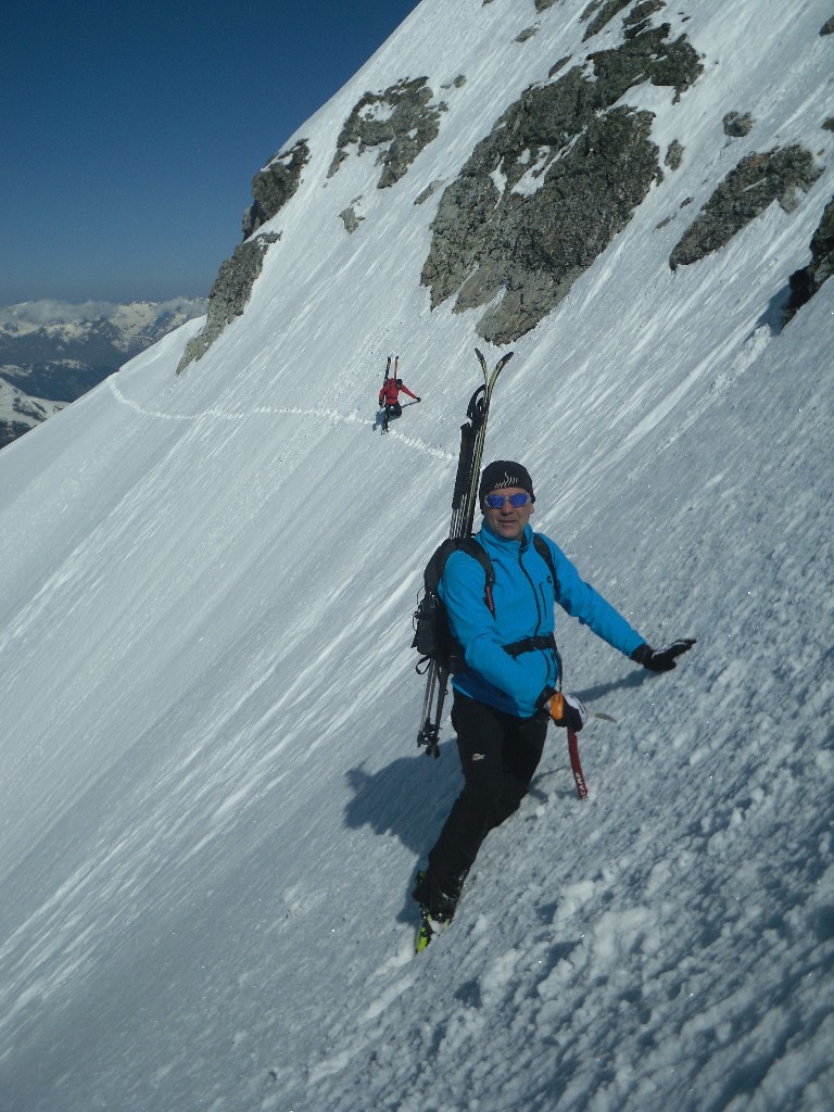 La traversée pour rejoindre l'arête sud