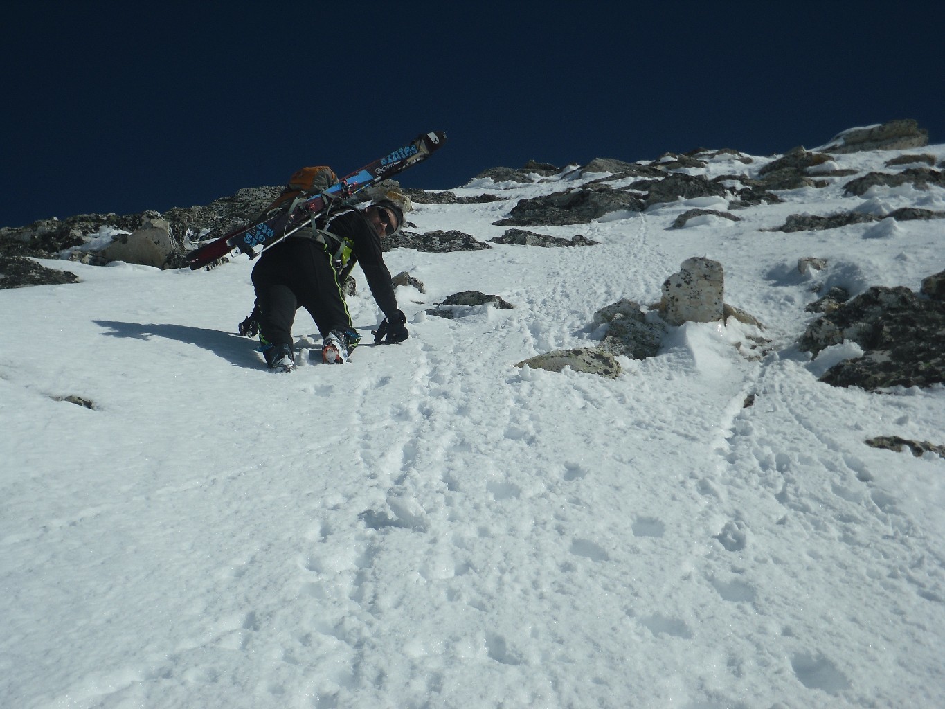Le mixte au départ de l'arête sud