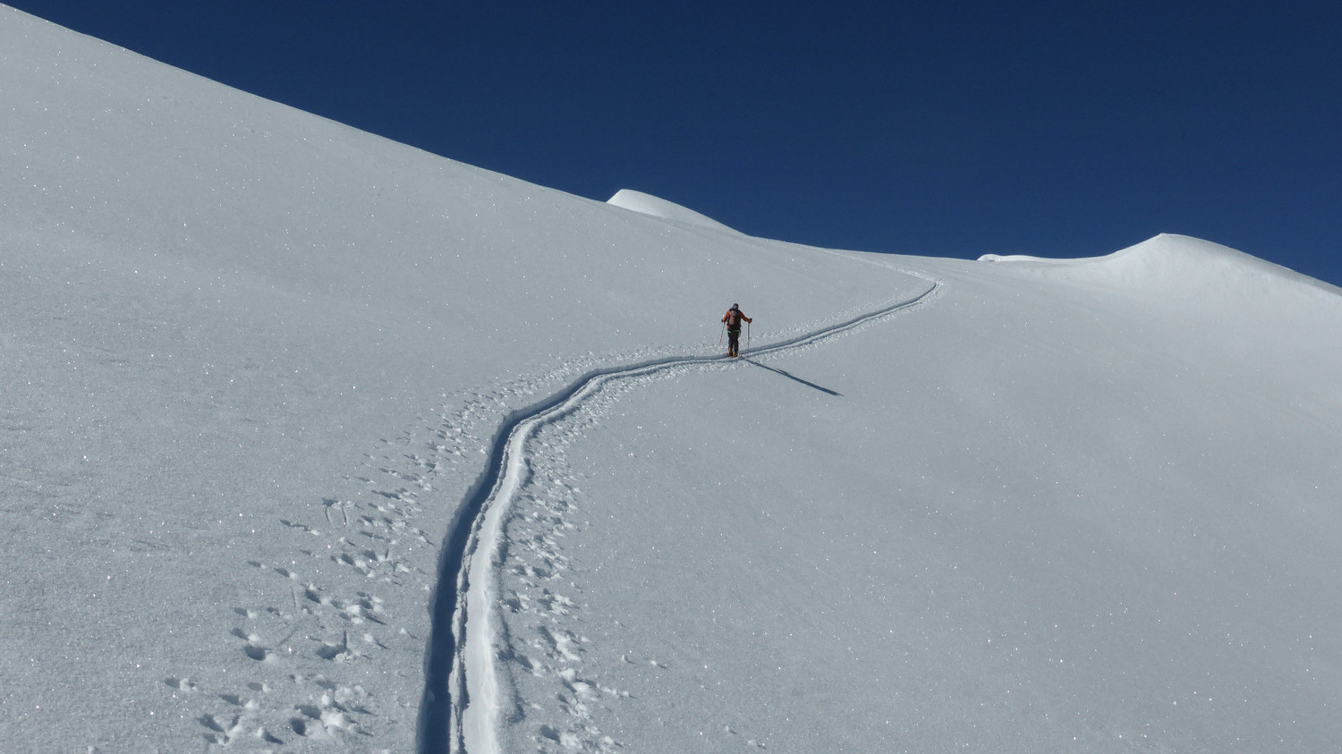 En montant sur le glacier du Grand