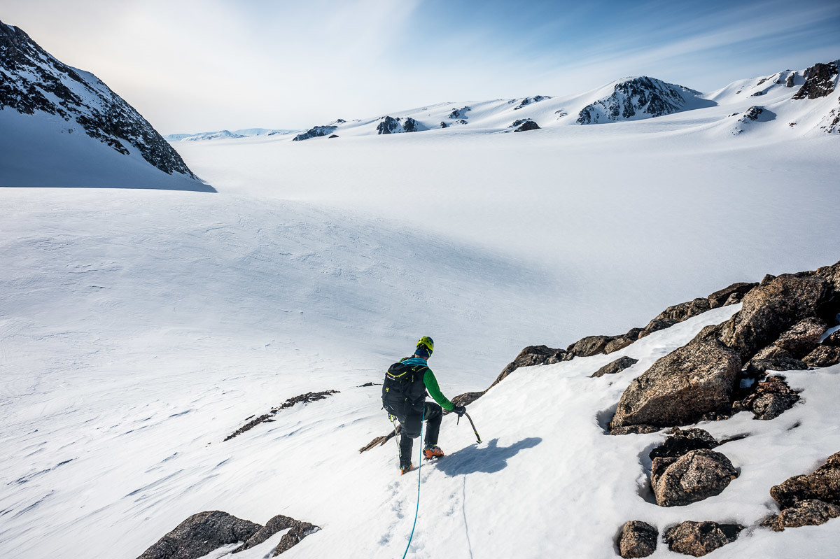 Les derniers mètres jusqu'aux skis.