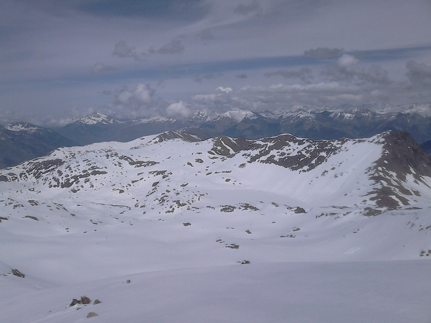 Lac Bramant depuis l'aiguille de la Laisse, Grandes Rousses 26 avril 2014