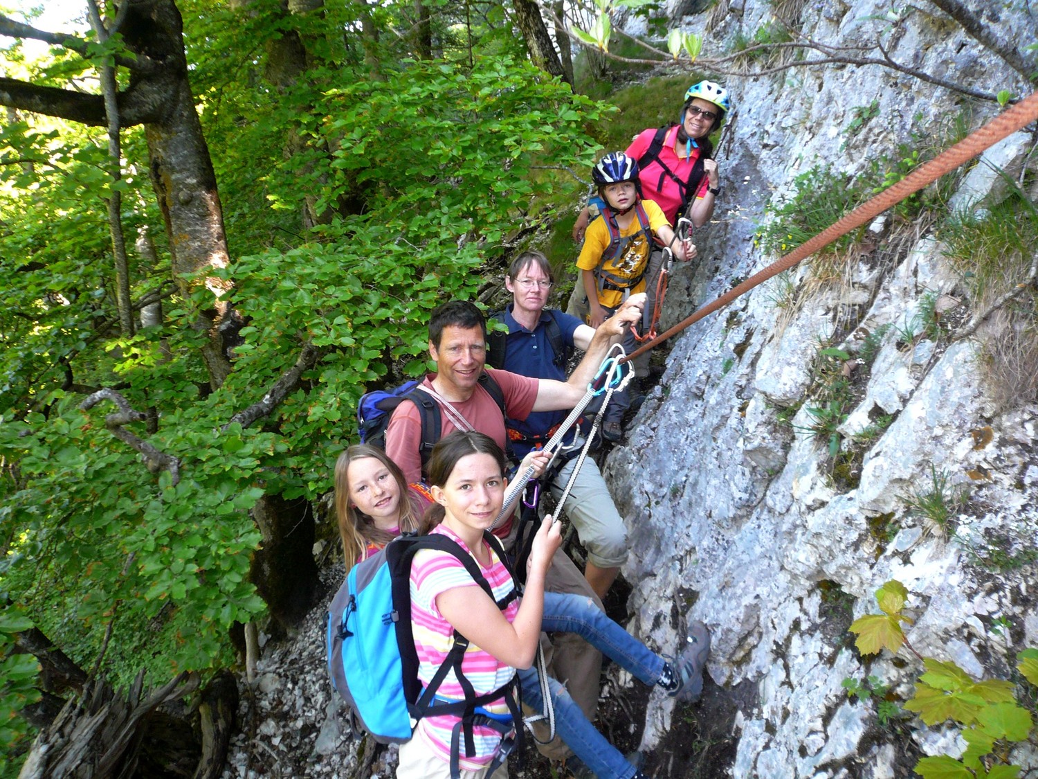 1er cable du sentier des falaises, la bonne humeur règne encore...