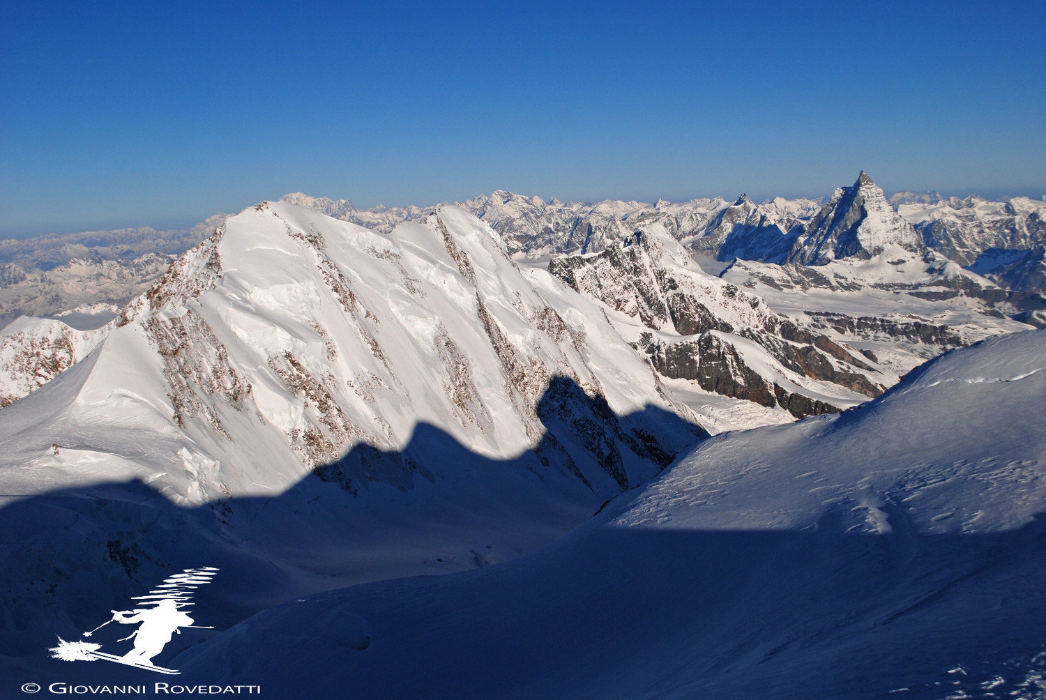 I Liskamm 4527m e Cervino 4478m, dalla Punta Gnifetti 4554m