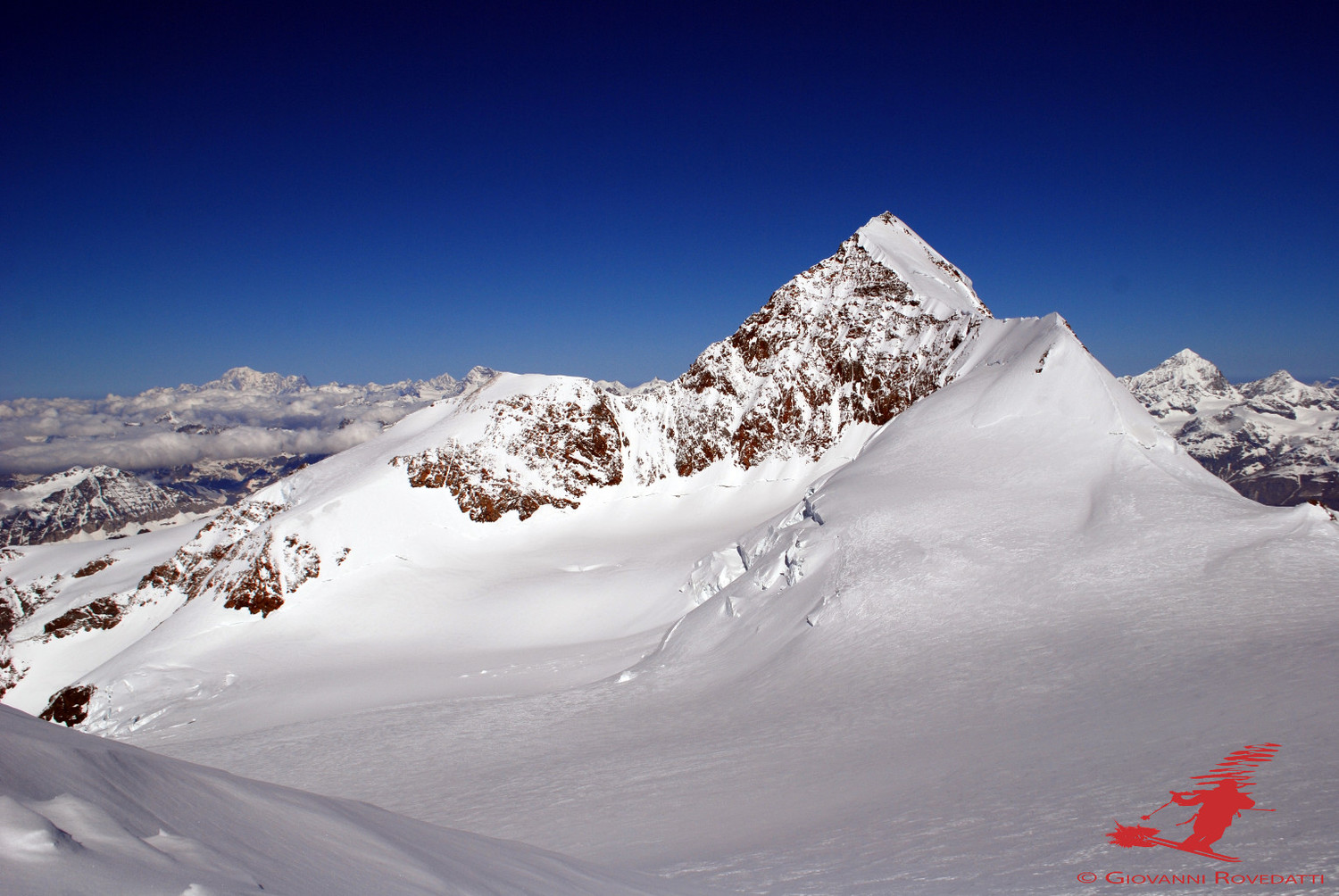 Il Liskamm Occidentale 4527m durante la salita al Corno Nero 4321m