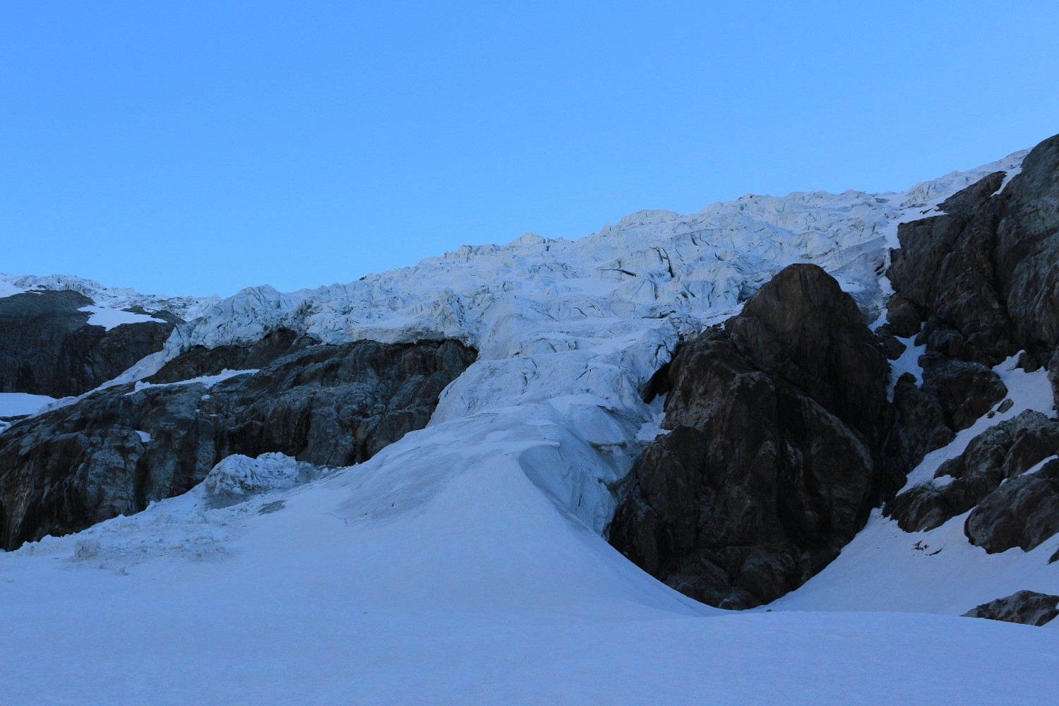 Le front actuel du glacier Blanc