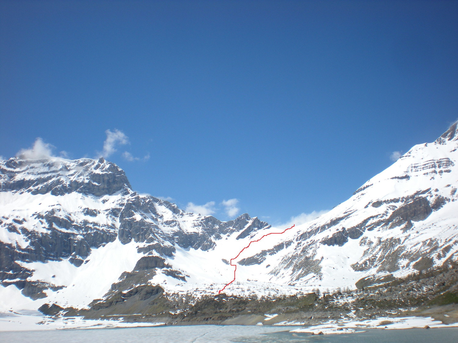 L'itinerario di salita al col de Susanfe dal lago di Salanfe.
