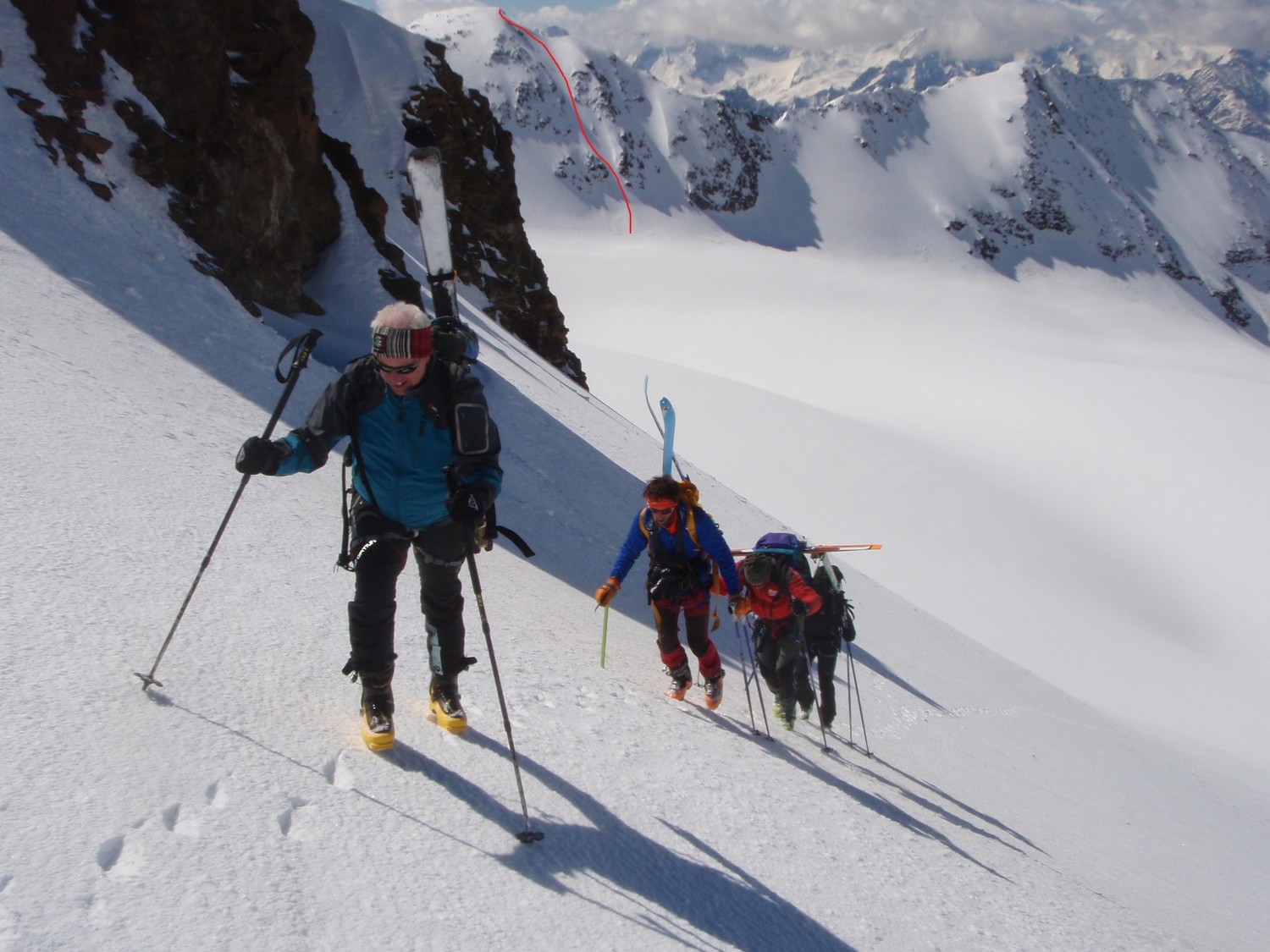 salendo al Dosegù: il canalino della cima Mantello
