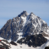 Il Pizzo Roseg 3937m dal ghiacciaio dello Scalino