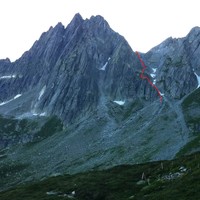 Le couloir de descente (en rouge)