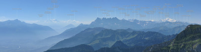 Panorama depuis le sommet du Grammont avec noms des principaux sommets Panorama depuis le sommet du Grammont avec noms des principaux sommets