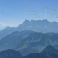 Panorama depuis le sommet du Grammont avec noms des principaux sommets