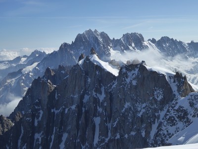 Arête Midi-Plan et Aiguille Verte depuis la voir Kohlmann à l'Aiguille du Midi Arête Midi-Plan et Aiguille Verte depuis la voir Kohlmann à l'Aiguille du Midi