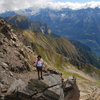 Sandrasalendo al Pizzo Somma Valle con vista verso la Bregaglia