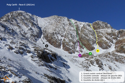 Puig Carlit - Goulottes de la face E Puig Carlit - Goulottes de la face E