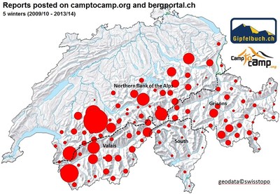 Distribution régionale des sorties saisies sur bergportal.ch et camptocamp.org Distribution régionale des sorties saisies sur bergportal.ch et camptocamp.org