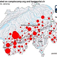 Distribution régionale des sorties saisies sur bergportal.ch et camptocamp.org