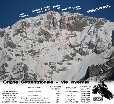 vie sulla parete W dela Grigna Settentrionale vie sulla parete W dela Grigna Settentrionale
