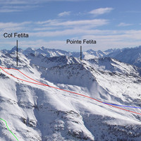 Itinéraire Tête des Fra depuis Morges (Vallée d'Aoste) - Tracés bleu et vert variantes descente