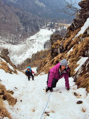 Initiation pour Caro dans la goulotte du Y