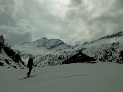 arrivo alla capanna dra Piota, sullo sfondo il Piz da Termin