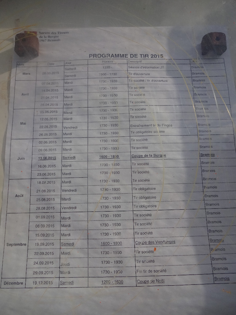 Périodes de tir 2015