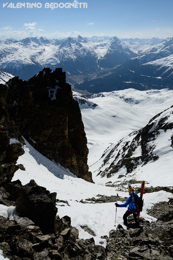 scendendo dalla vetta del Piz saluver 3161m