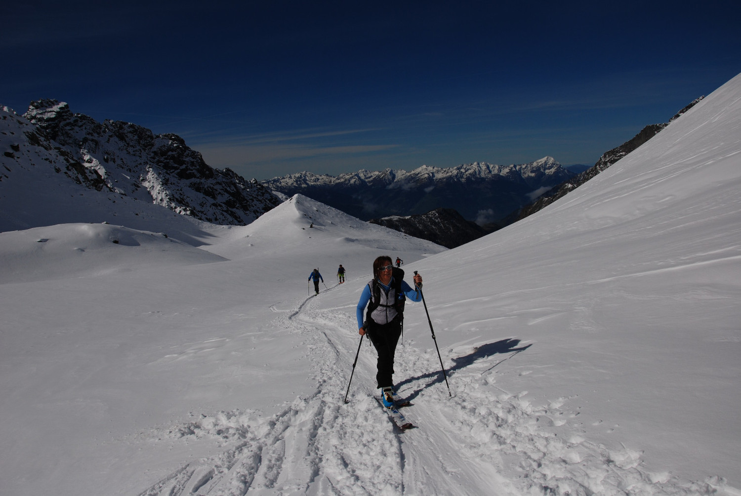 Camilla salendo alla Sella di Pioda