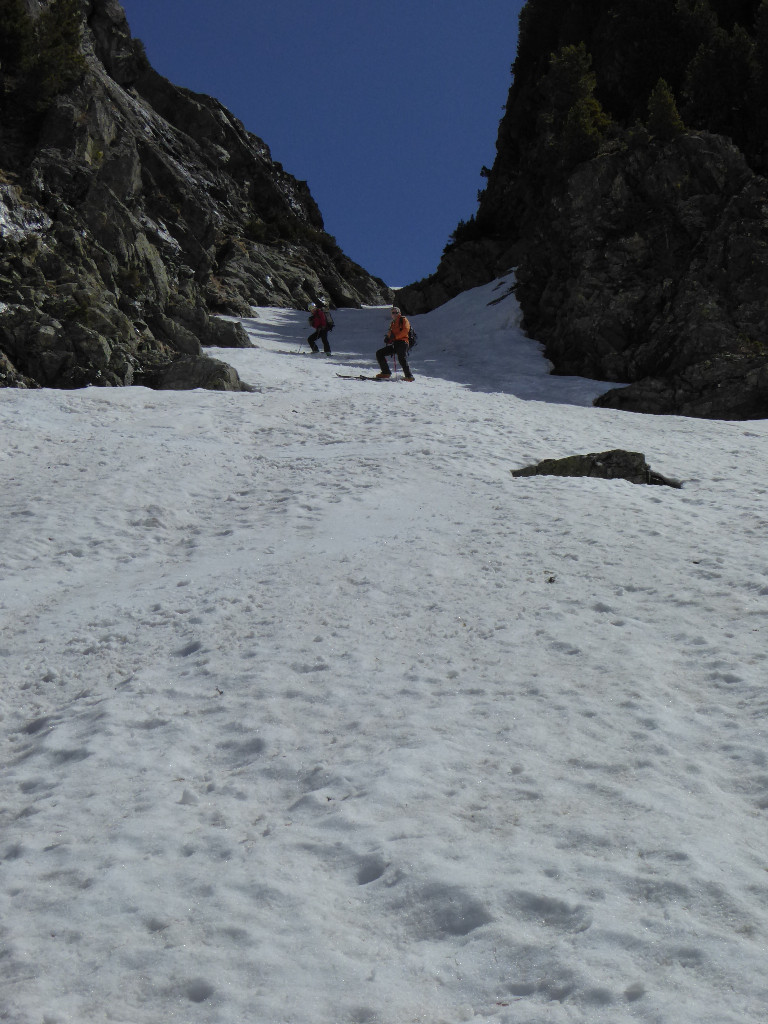 Couloir de la Petite Vaudaine, mi-ombre, mi-soleil