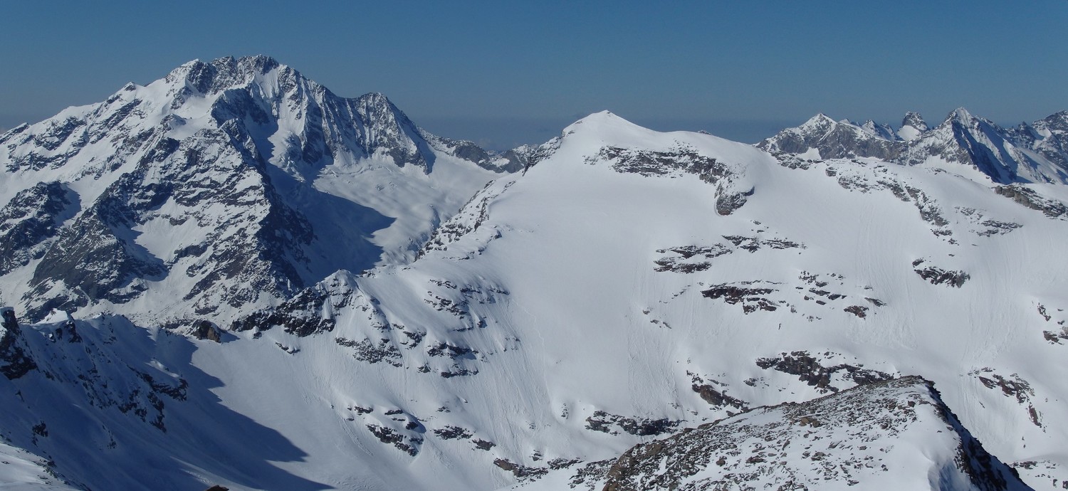 Panorama dalla vetta verso il Disgrazia ed il Piz Fora