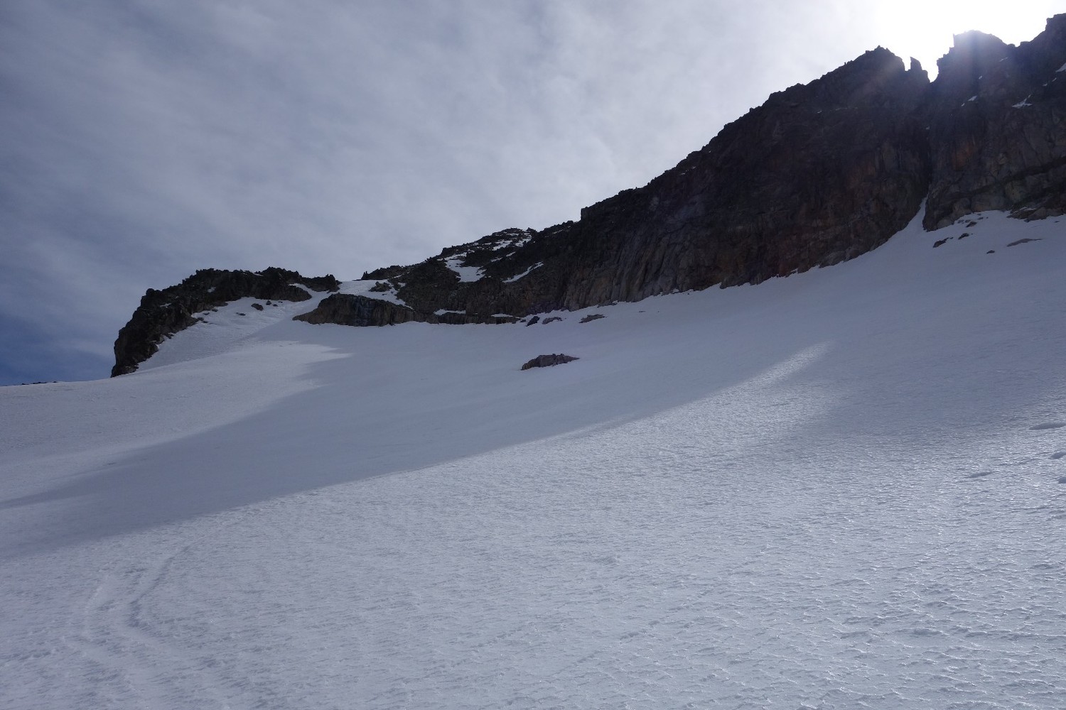 Pause ski, couloir pour accéder à la crête