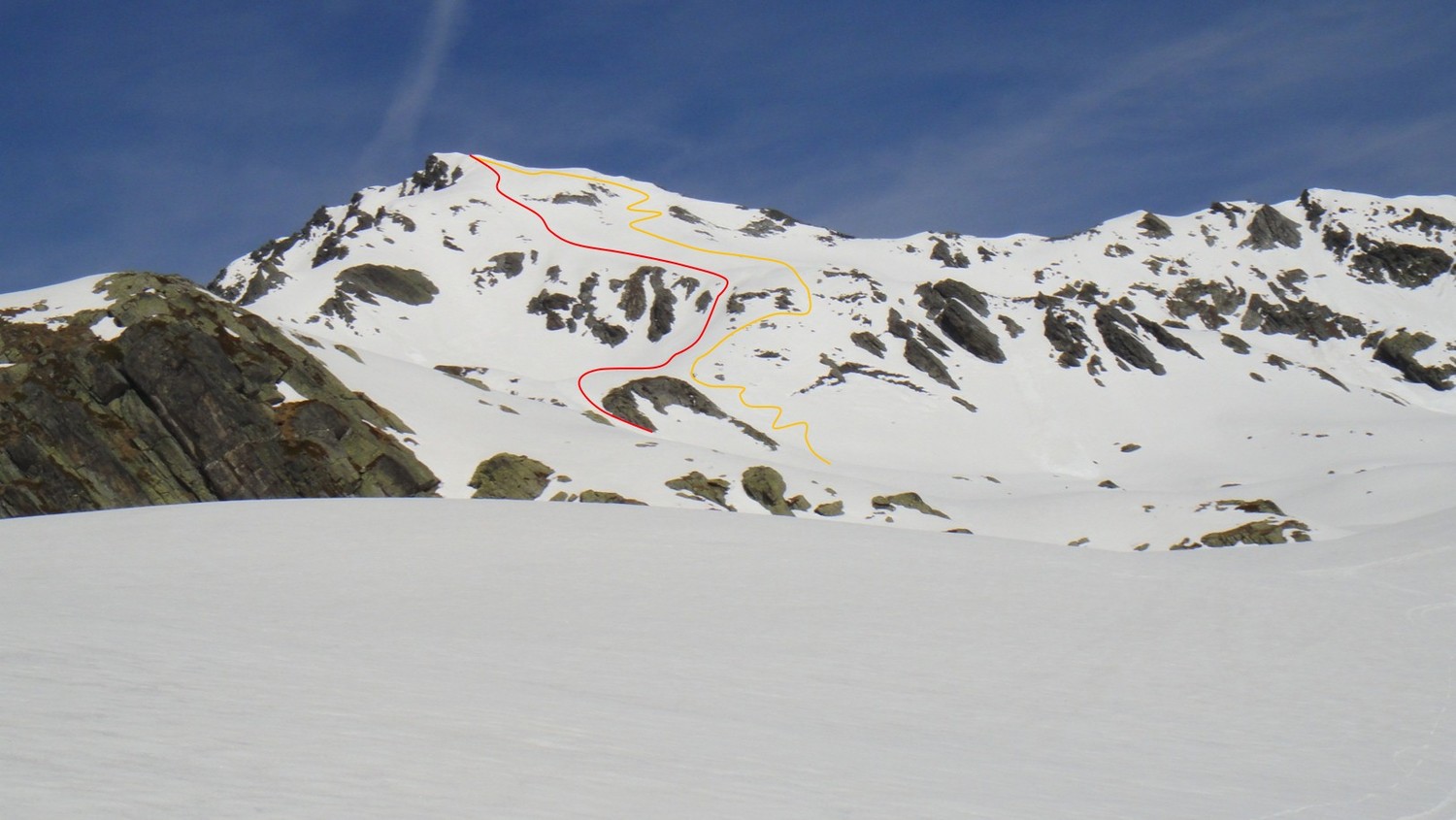 Monts Telliers : itinéraire montée en orange, descente en rouge