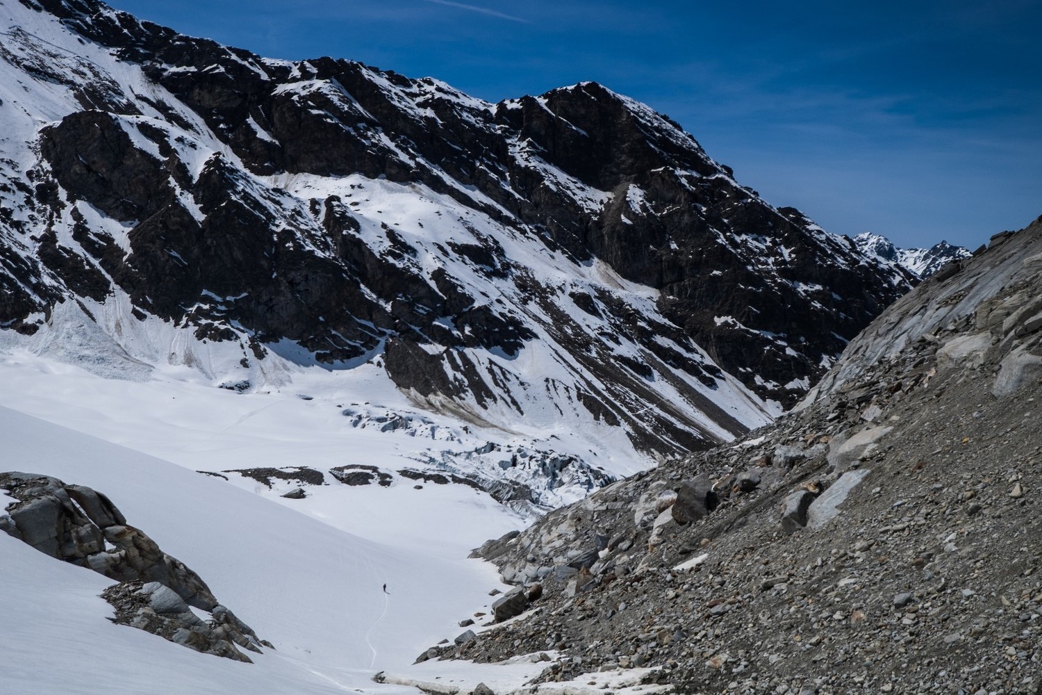 Buon trasformato prima dell'ultimo pianoro glaciale percorribile in sci