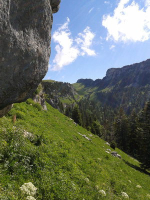 en se retournant, au fond, le vallon de pratcel