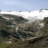 Le glacier de Gliairetta et le bec de la Traversière à gauche