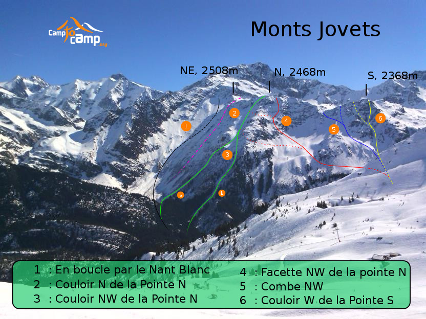 Monts Jovets, itinéraires du versant W et NW