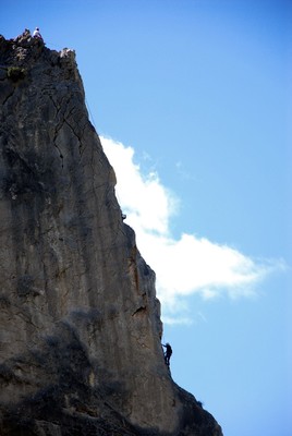Carole dans le départ de la L4 de "La fuite enchantée (Grande arête)"
