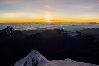 Lever de soleil à 6088m (Huayna Potosi, Bolivia)