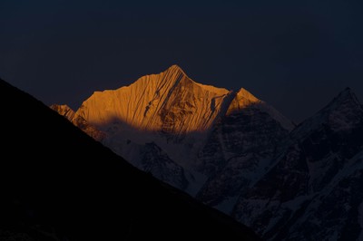 Coucher de soleil sur le Ganchenpo (Népal)