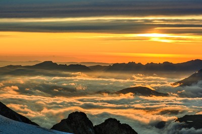 Le ciel brûle sur les Grandes Rousses, cliché de l'Aigle