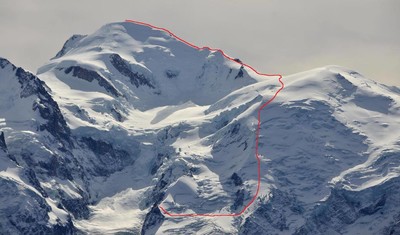 Zoom sur itinéraire de montée à ski depuis les Grands Mulets