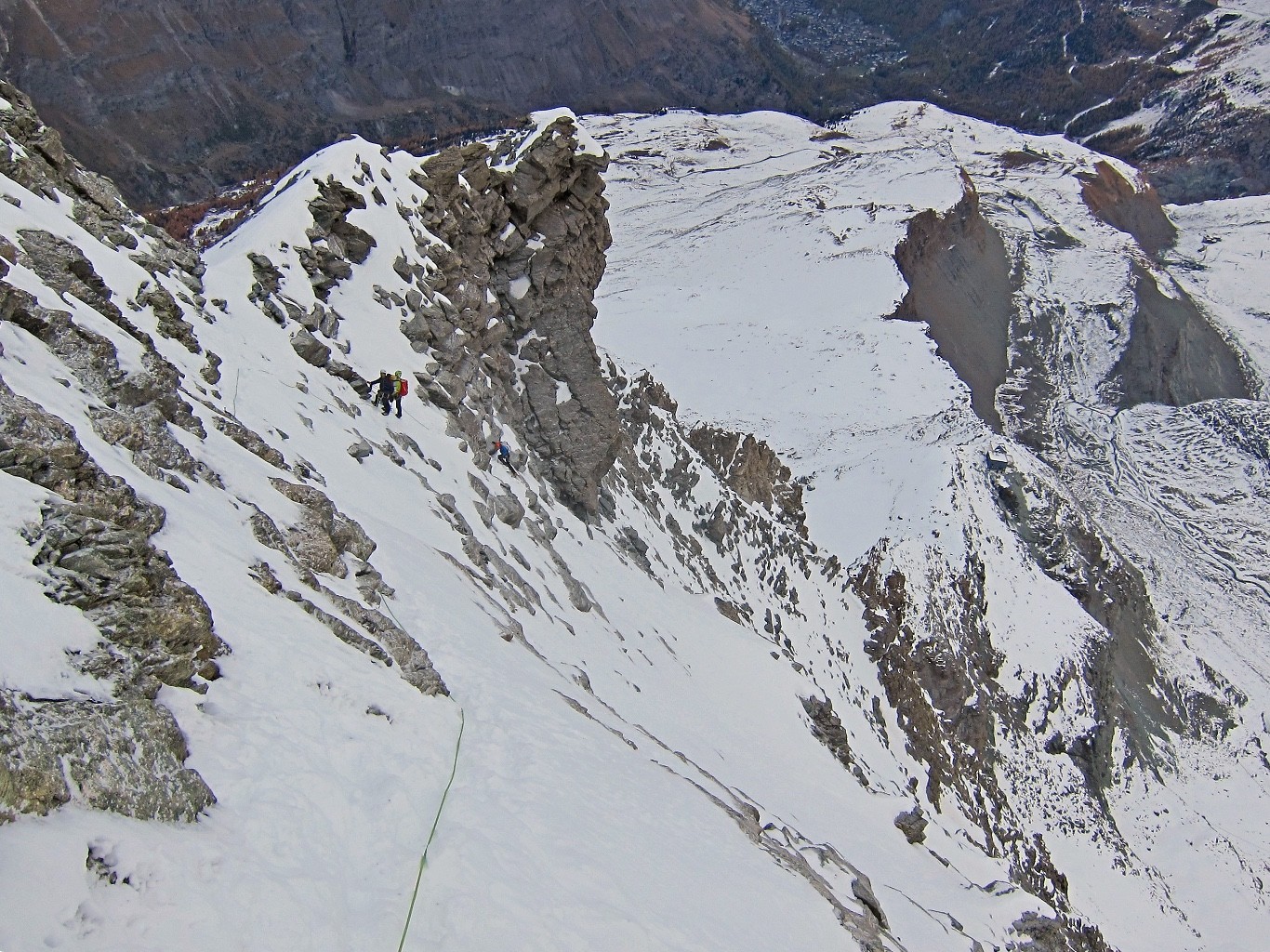Descente par l'arête du Hörnli