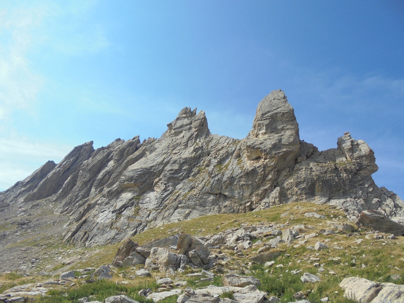 Vue sur l'arrête du côté de la 1ère longueur