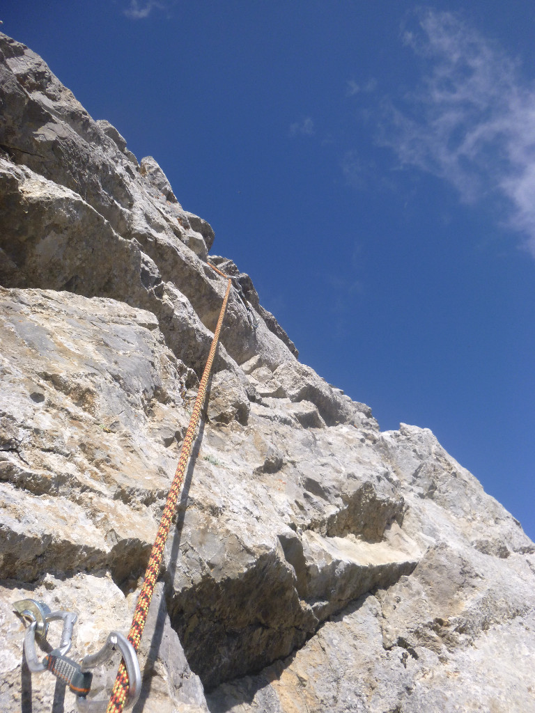 le dernier pas d'escalade avant la longueur en II