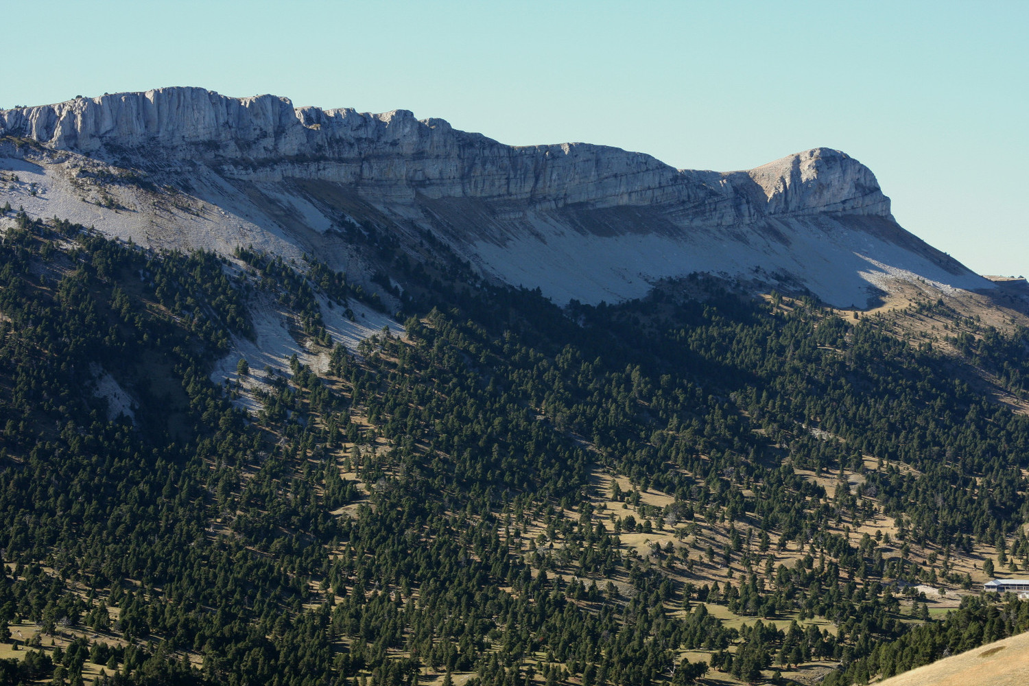 Les barres blanches de la Montagnette, malheureusement à contre-jour.