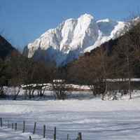 Stenar as seen from Mojstrana, in winter