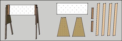 Dessin 2: TractoNico vu de dos et en pièces détachés  © .Perret