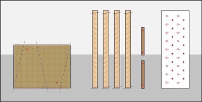 Dessin 3: Tracer les lignes de coupes et marquer les points de perçages © P.Perret