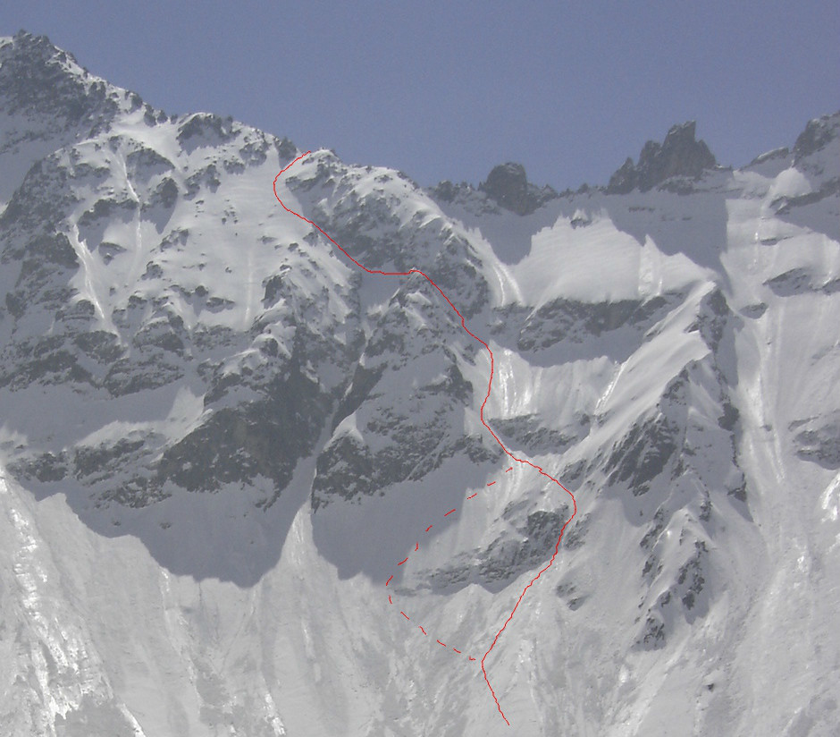 Couloir NNW, col supérieur de Turbat