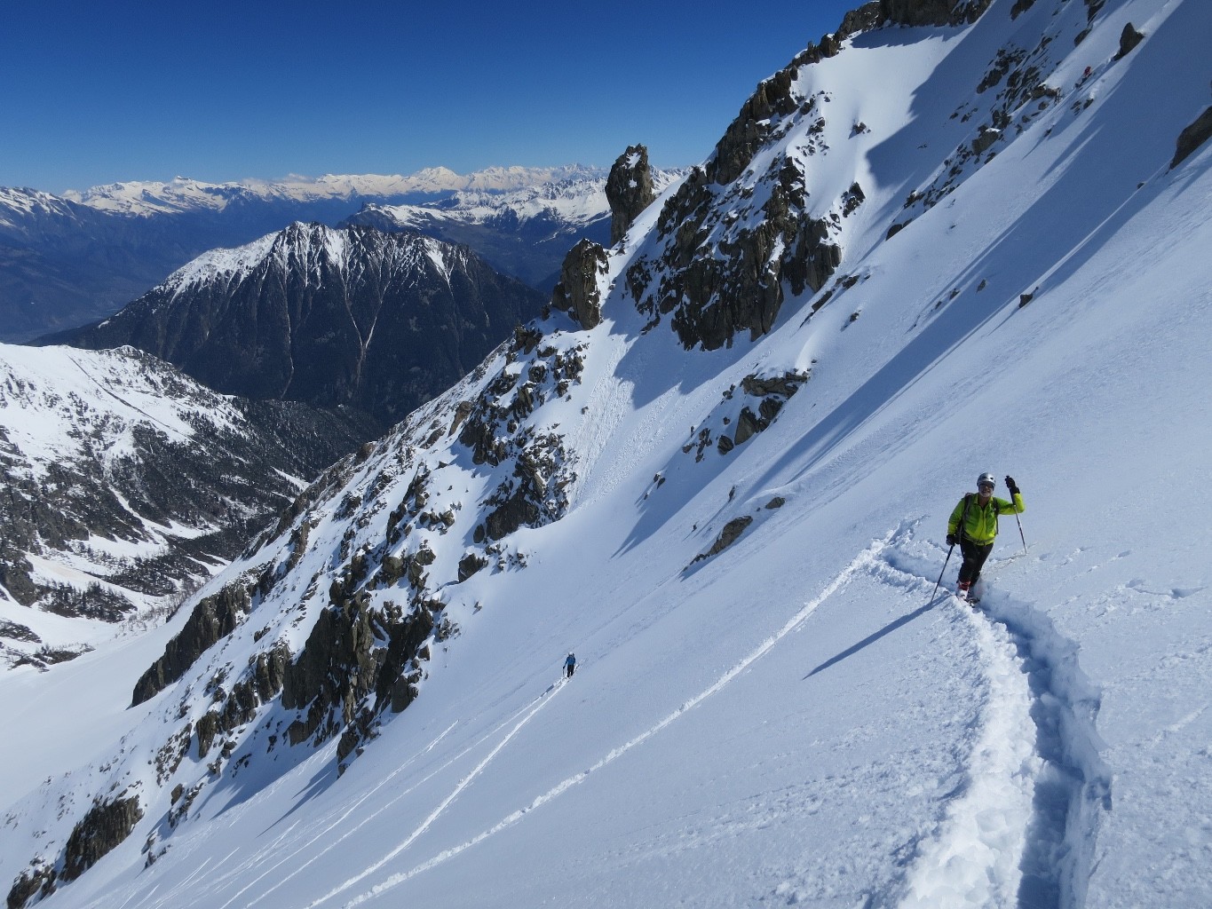 Proche du sommet du couloir Nord