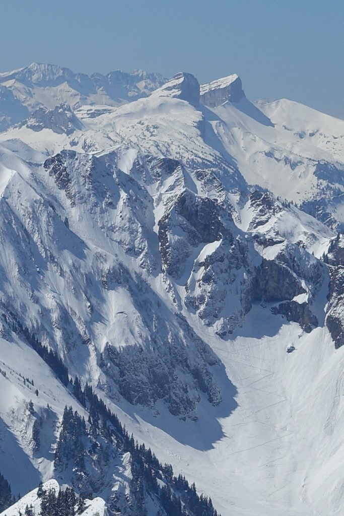 En oblique, le couloir de l'Arche de la Tornette
